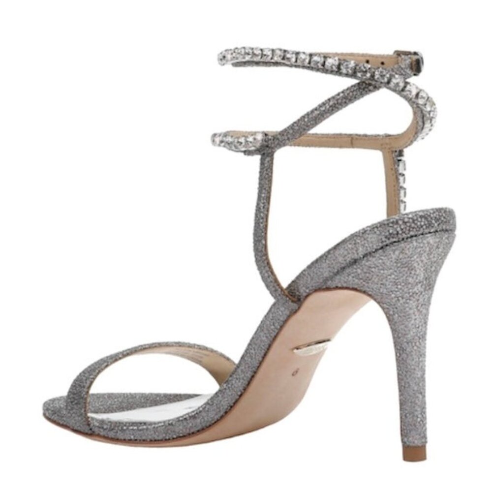 CLAUDETTE Women's Glitter Embellished Heel Dress Sandals Pewter Glitter - Picture 3 of 8